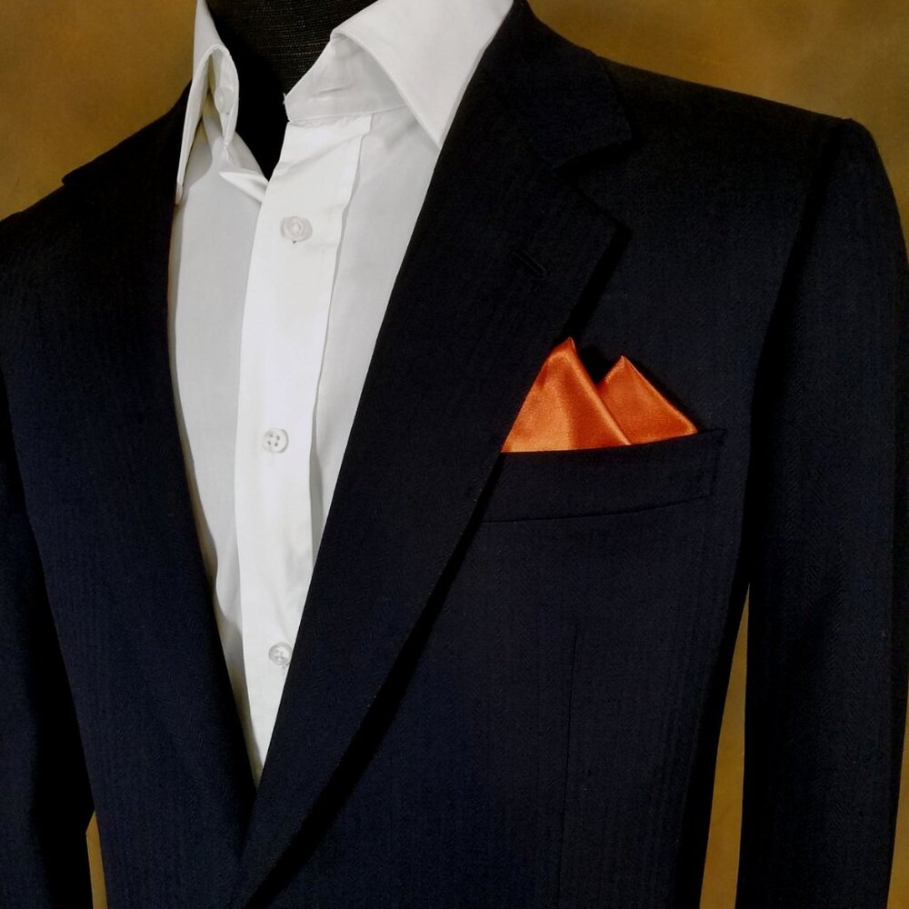New - Men's 2 PT. Copper Orange Satin Pre-Folded Pocket Square Insert